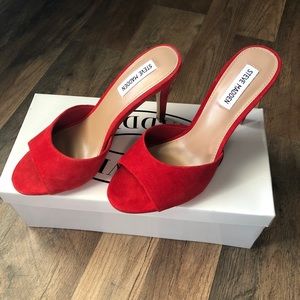 Steve Madden Red Suede Mule Erin Heels